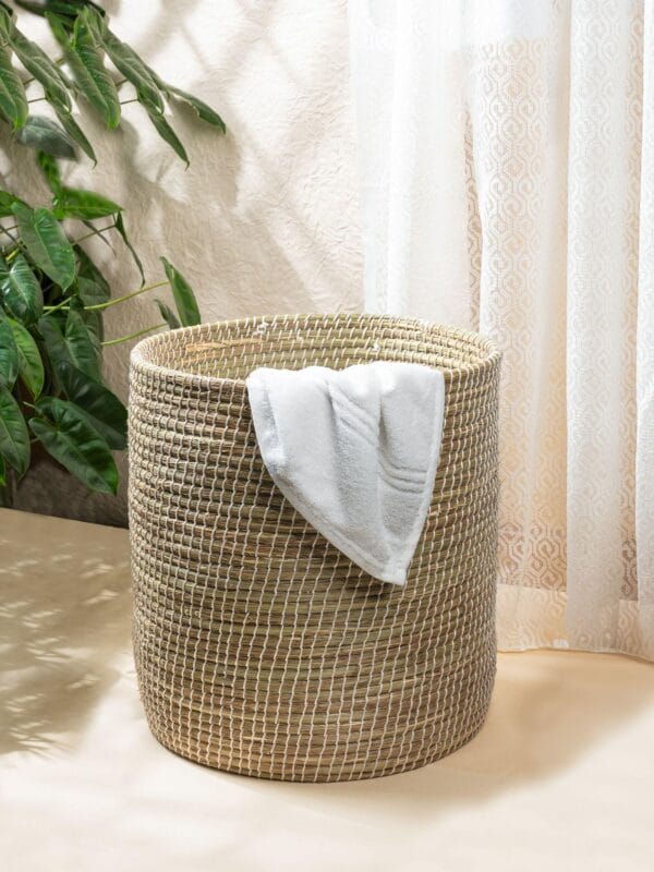 Handwoven Sabai Grass Laundry Basket - Image 2