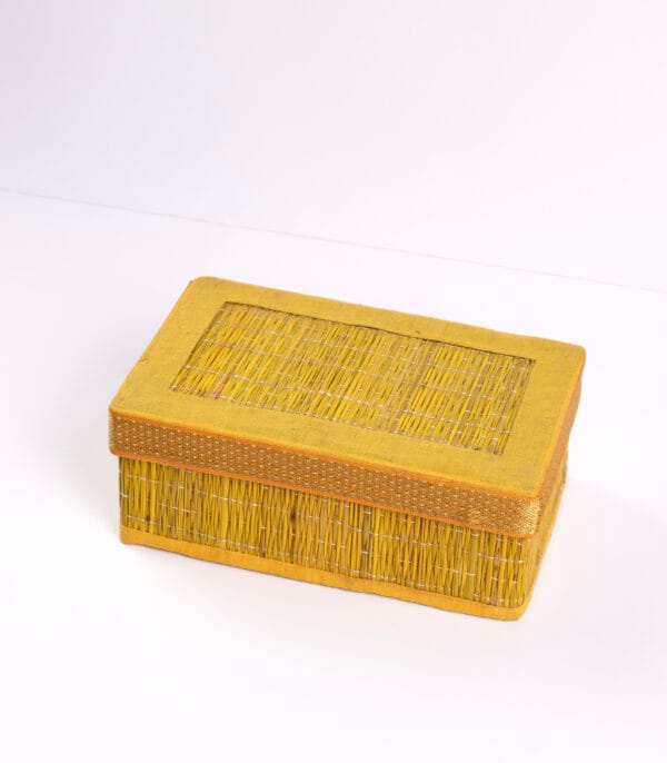 Handwoven Yellow Jewellery Box - Image 2