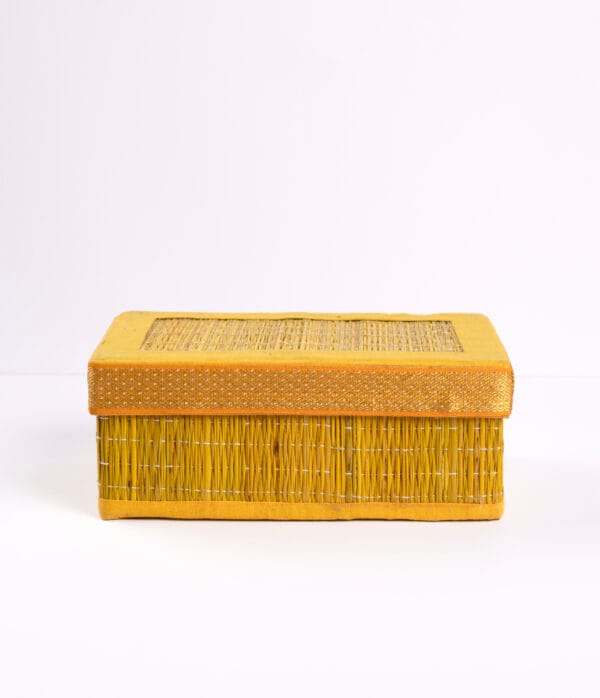 Handwoven Yellow Jewellery Box - Image 5