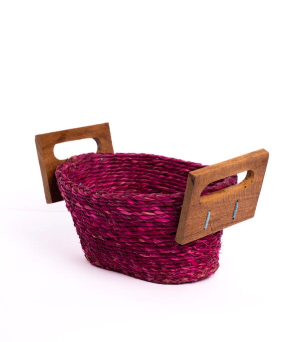 Handwoven Fruit Basket with wooden handle - Image 3