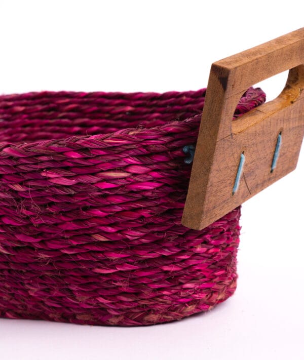 Handwoven Fruit Basket with wooden handle - Image 4