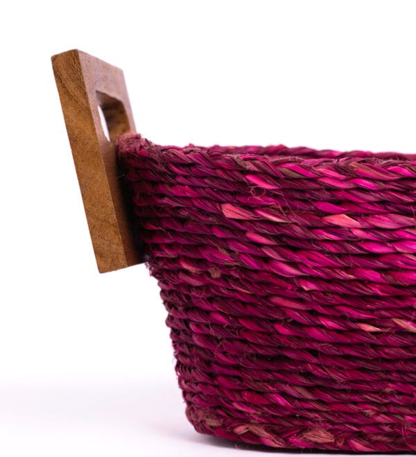 Handwoven Fruit Basket with wooden handle - Image 5