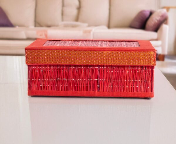 Handwoven Red Jewellery / Storage Box - Image 2