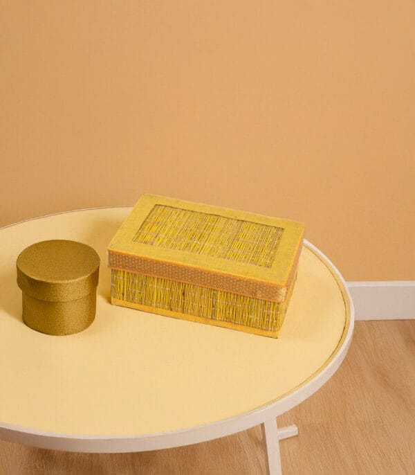 Handwoven Yellow Jewellery Box - Image 6