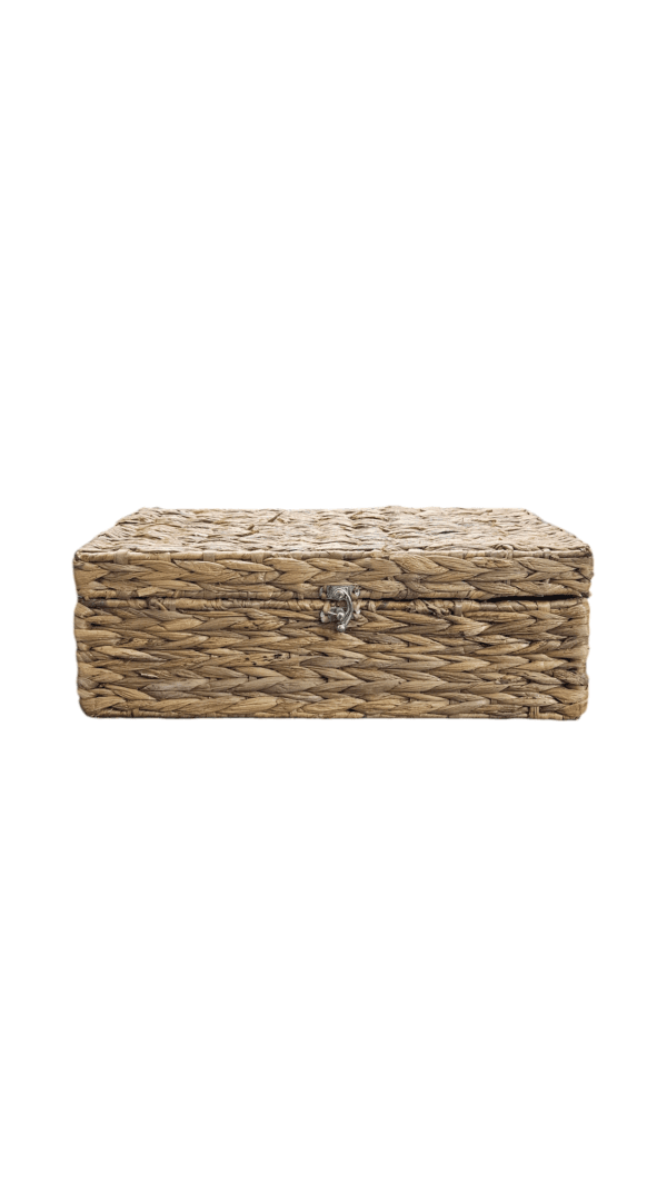 Handwoven Water Hyacinth Storage Box with Lid - Image 5