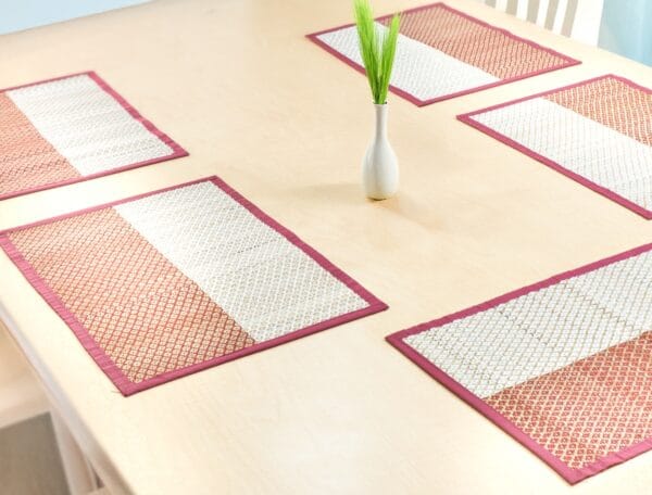 Handwoven Madurkathi Maroon Placemats / Tablemats